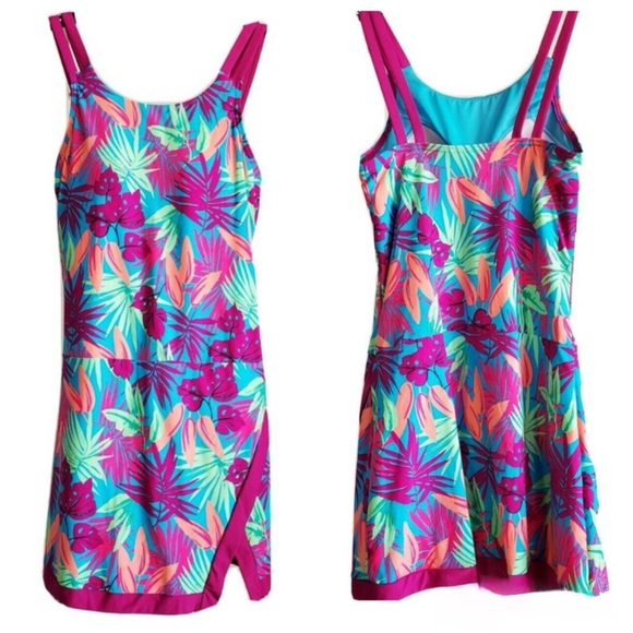 NWOT Lands' End Women's Tummy Control Swim Dress One Piece Plus Size 26